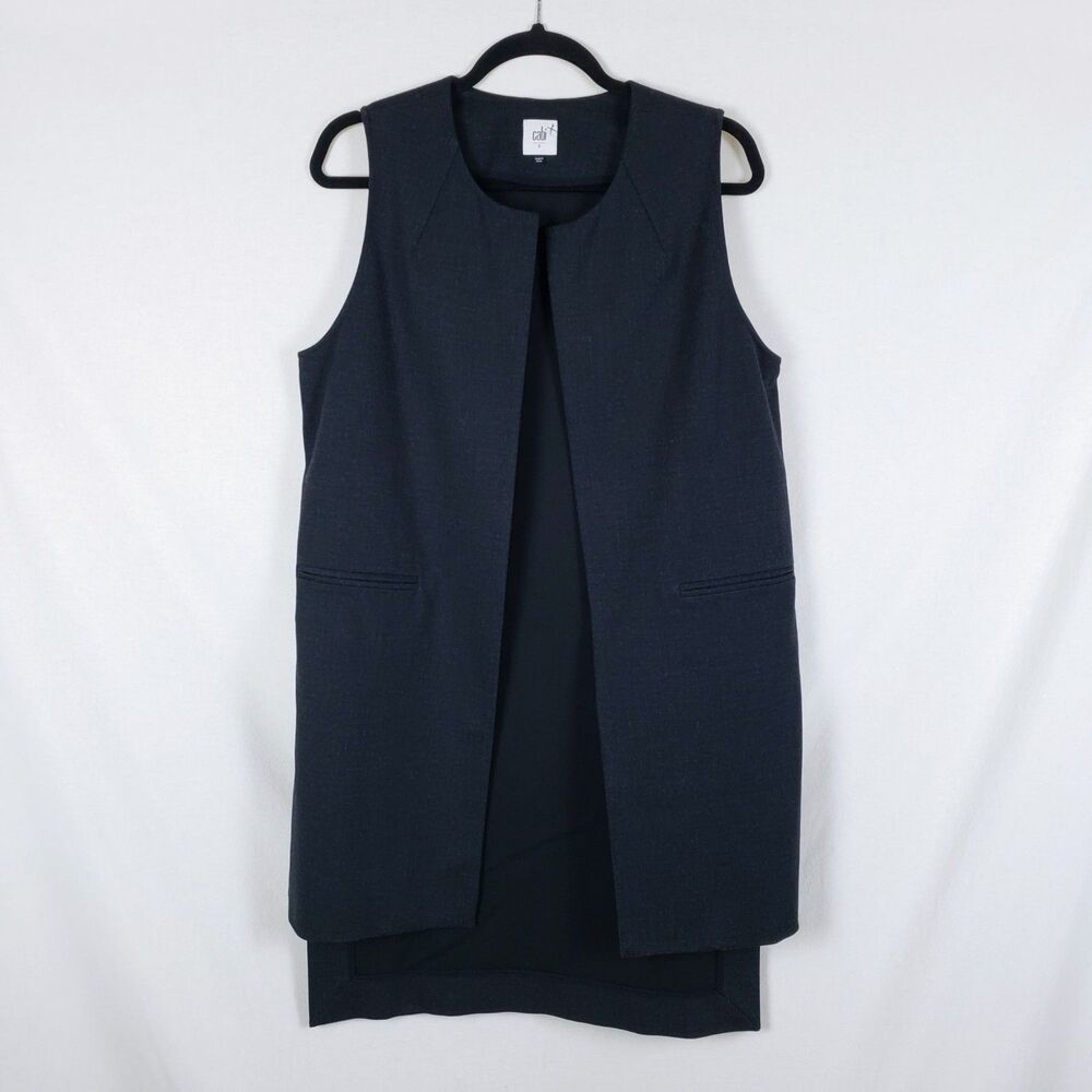 Cabi Tailored Longline Duster Vest Womens S Gray Minimalist Office Modern